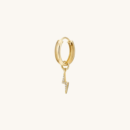 Natural Diamond Single Pave Lightning Hoop 14K Gold Earrings  customdiamjewel 10 KT Solid Gold Yellow Gold VVS-EF