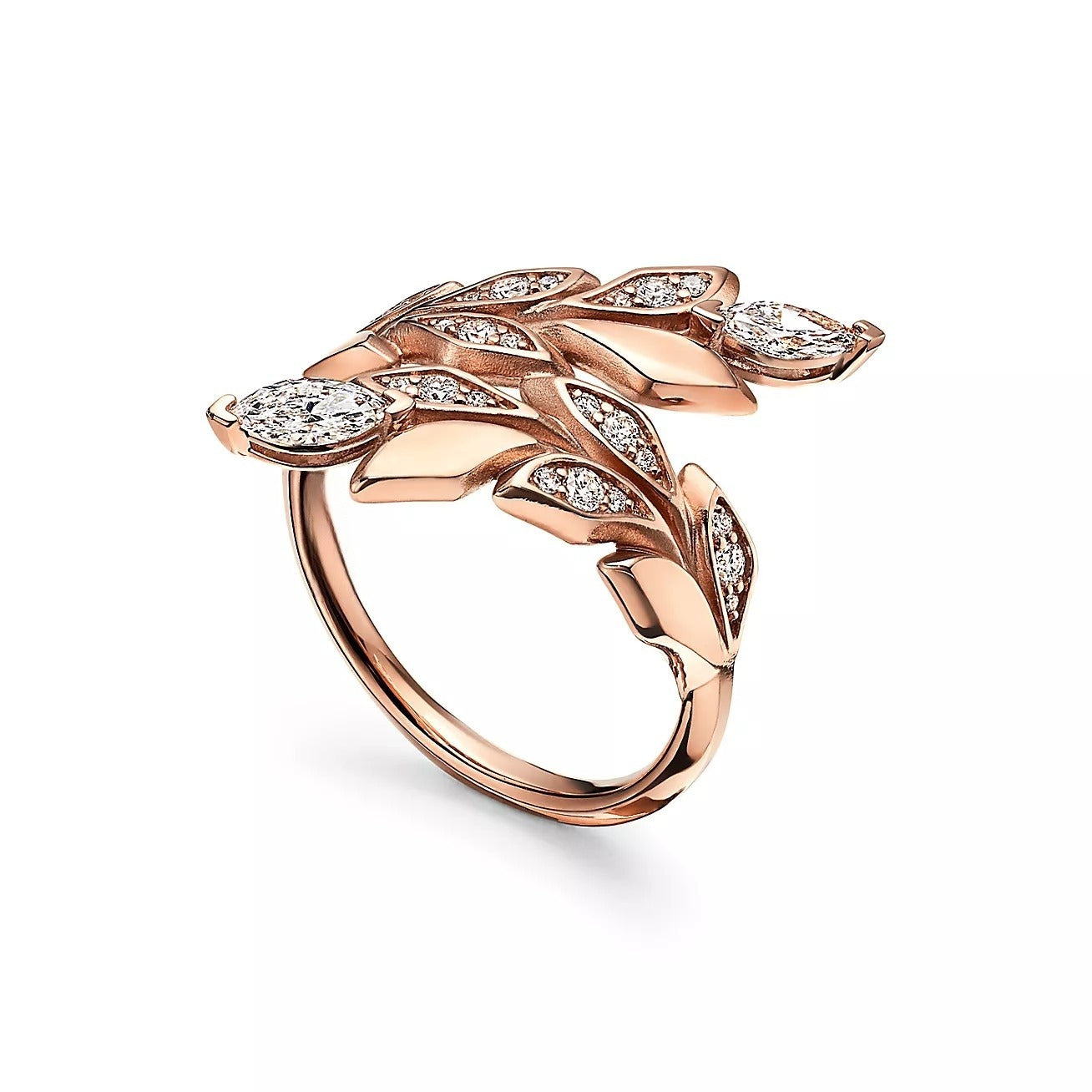 0.41 CTW Art Deco Vine Bypass Natural Diamond Ring  customdiamjewel   