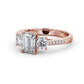 1.15CT Emerald Cut Three Stone Lab Grown Diamond Ring  customdiamjewel 10KT Rose Gold VVS-EF