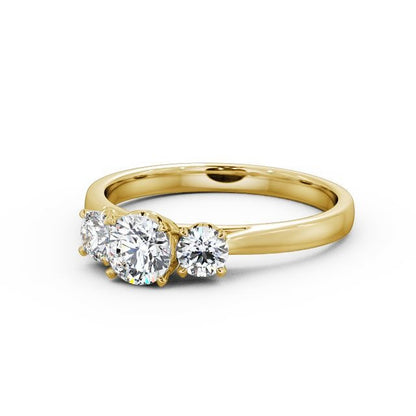 0.80CT Three Stone Round Lab Grown Diamond Ring  customdiamjewel 10KT Yellow Gold VVS-EF