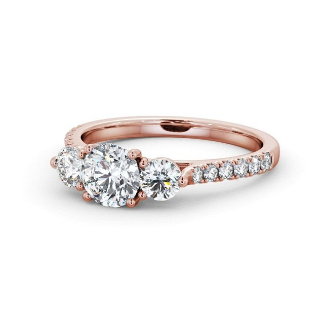 1.20CT Round Three Stone Lab Grown Diamond Ring  customdiamjewel 10KT Rose Gold VVS-EF