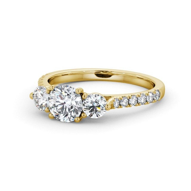 1.20CT Round Three Stone Lab Grown Diamond Ring  customdiamjewel 10KT Yellow Gold VVS-EF