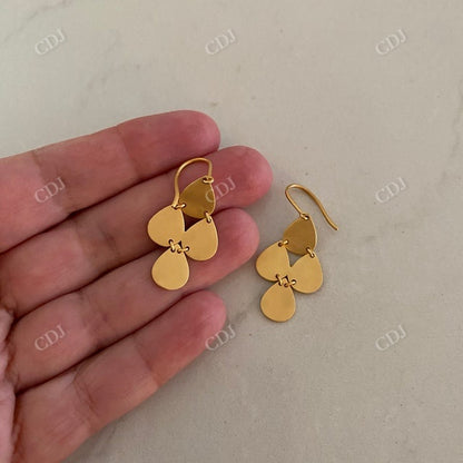 Pear Shaped Long Gold Earring  customdiamjewel 10KT Yellow Gold 